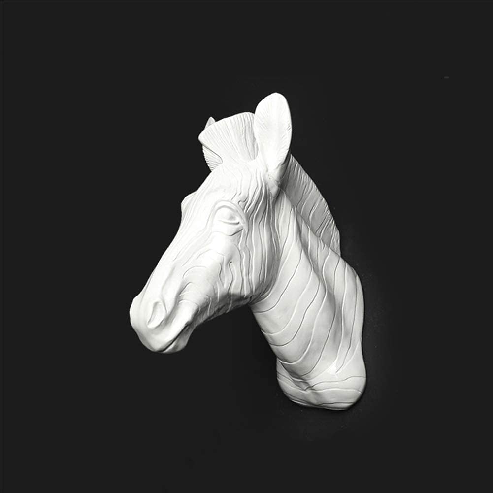 Zebra Head Wall Sculpture - White Resin Wall Hanging Decor for Home, Office & Safari Theme (43x36.5cm) - Perfect for Living Room, Bedroom Decor & Animal Lover Gifts