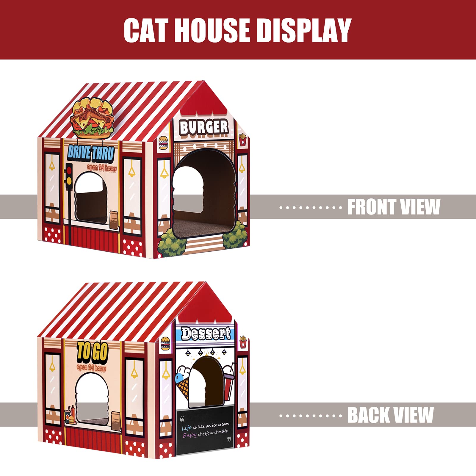 Premium Cardboard Cat House with Scratching Pad & Catnip - Cozy Indoor Playhouse for Cats - Perfect for Playtime, Napping & Stress Relief