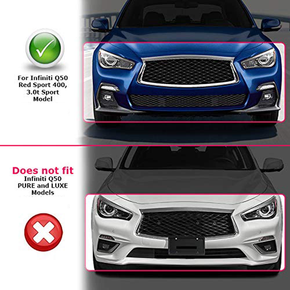 Real Carbon Fiber Front Fog Light Cover & Bumper Canard Kit for Infiniti Q50 Sport Sedan 2018-2020 - High Performance Air Intake Vent Scoop, Fender Trim & Splitter Winglets (Carbon Fiber Look) - Upgrade Your Luxury Car's Sporty Style & Aerodynamics