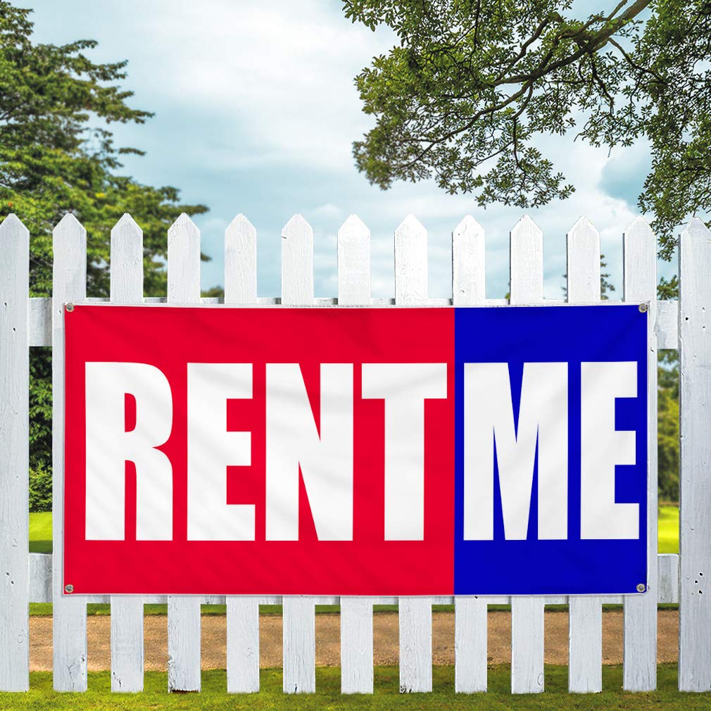 Rent Me Vinyl Banner Sign - 48x96 Inch Custom Business Promotion & Advertising (Multiple Sizes Available) - Heavy Duty with 8 Grommets - Perfect for Storefronts, Events, and Outdoor Marketing Campaigns