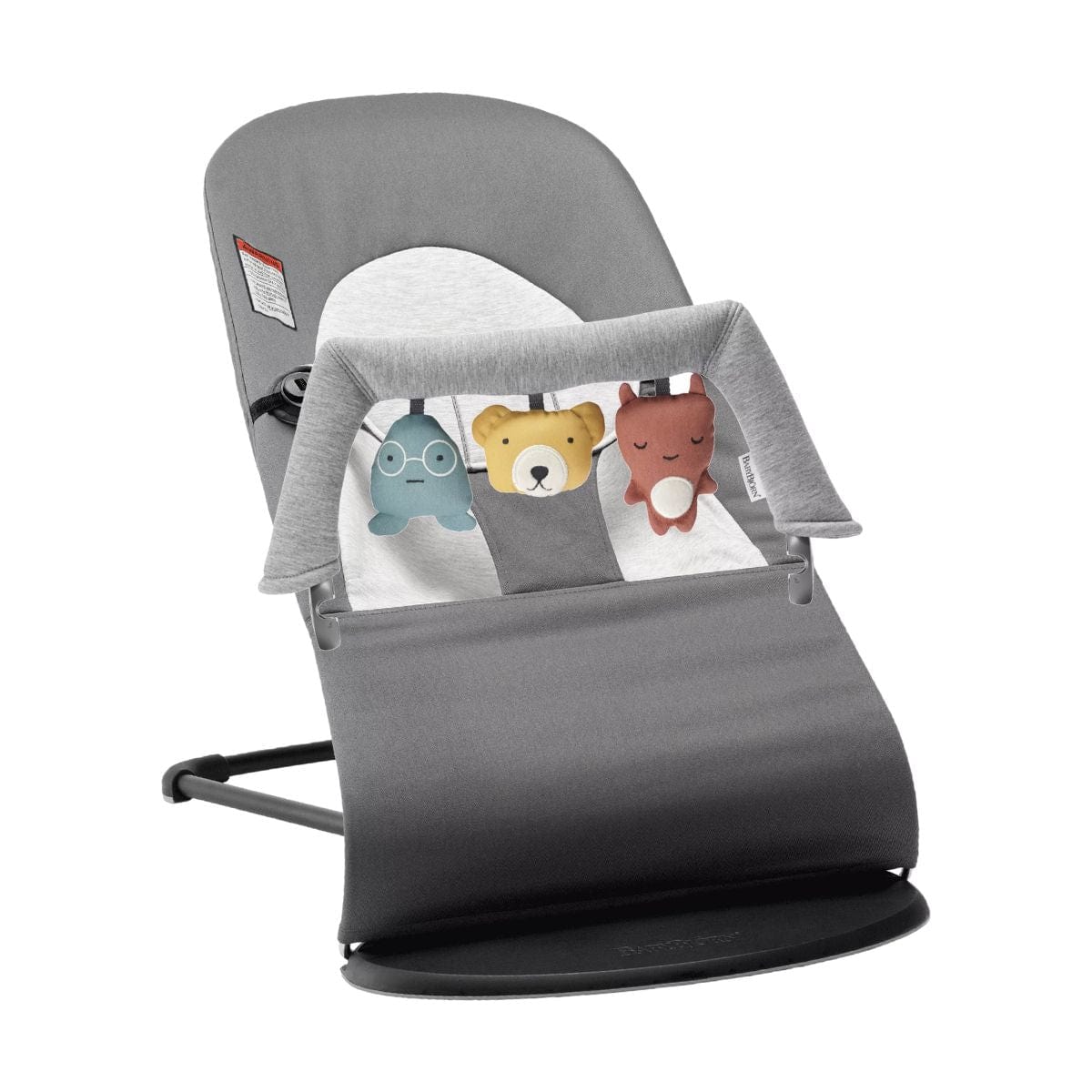 Baby Bjorn Bouncer Balance Soft - Dark Gray/Gray Cotton Jersey Baby Bouncer with FREE Toy Bar | Ergonomic Infant Seat for Soothing & Playtime | Perfect for Nursery, Living Room & On-the-Go Parents