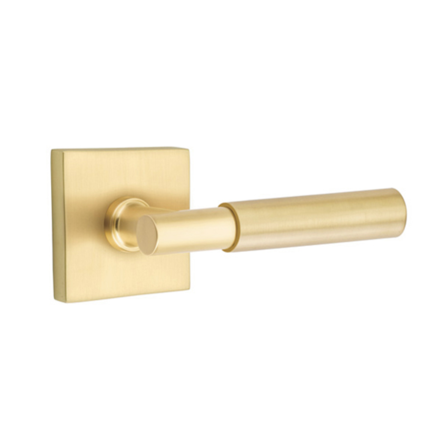 Satin Brass Myles Door Lever with Square Rosette - Elegant & Durable Hardware for Interior Doors, Bedrooms, and Offices