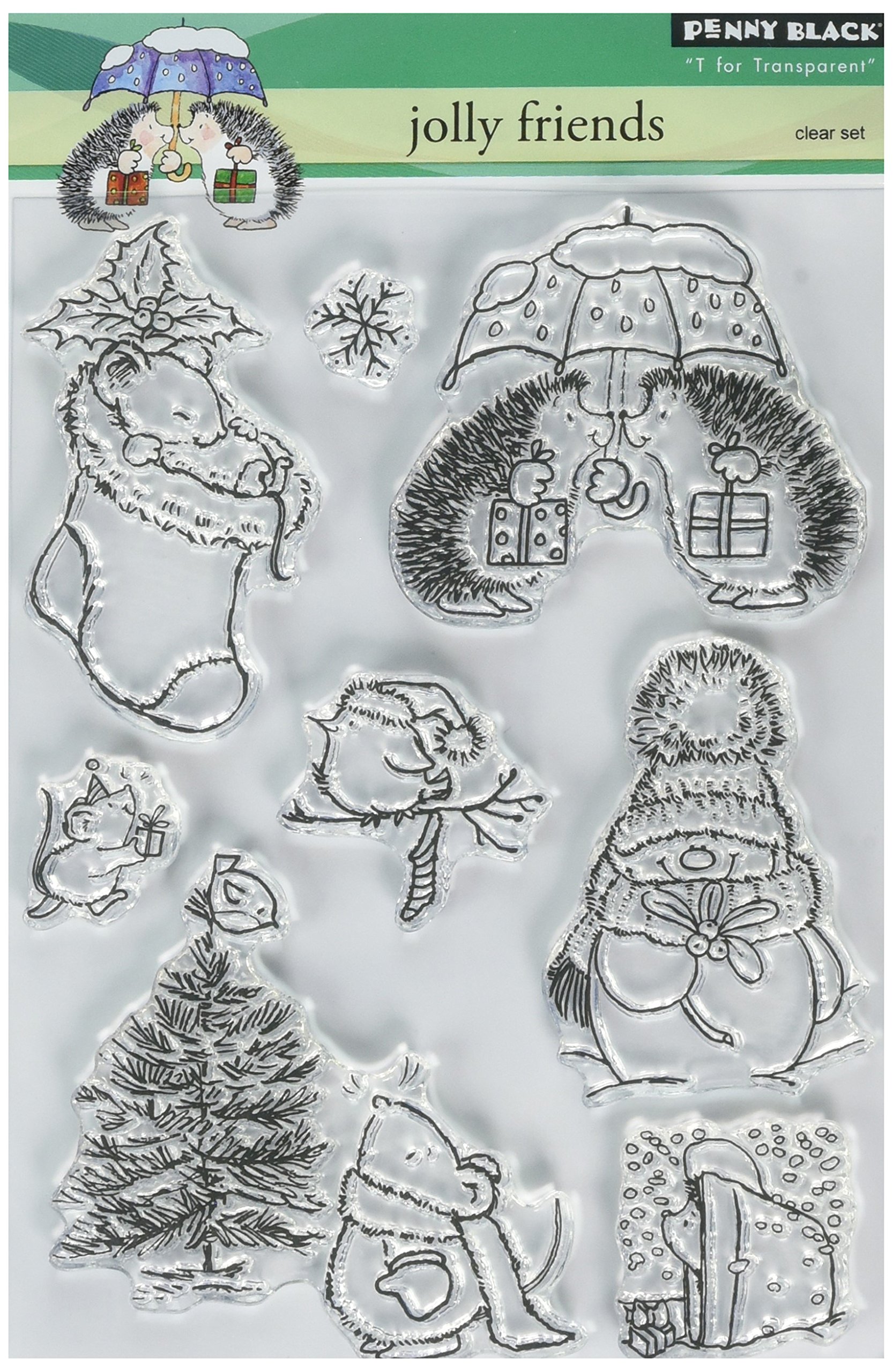 Penny Black PB30058 Clear Stamp Set - Jolly Friends for Card Making, Scrapbooking & DIY Crafts - High-Quality Rubber Stamps for Handmade Greeting Cards & Art Projects