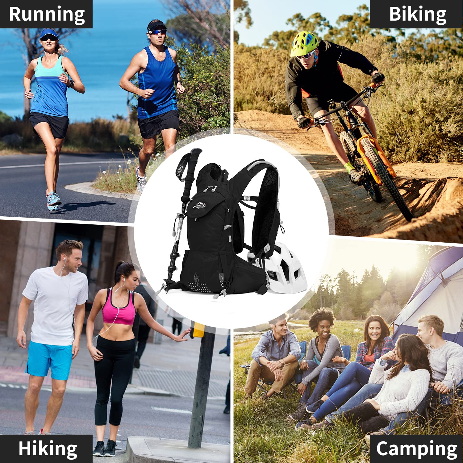 Lightweight Hydration Pack Backpack with 2L Leakproof Water Bladder - Running & Hiking Hydration Vest for Men & Women - Perfect for Outdoor Activities, Trail Running, Cycling & Camping