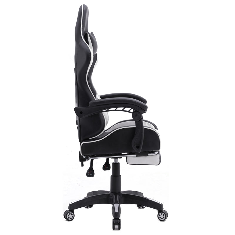 FOOTREST SERIES 3026 Ergonomic Gaming Chair with Adjustable Height - Black & White for PC, Office, and Home Gaming Setup - Comfortable Footrest for Long Gaming Sessions