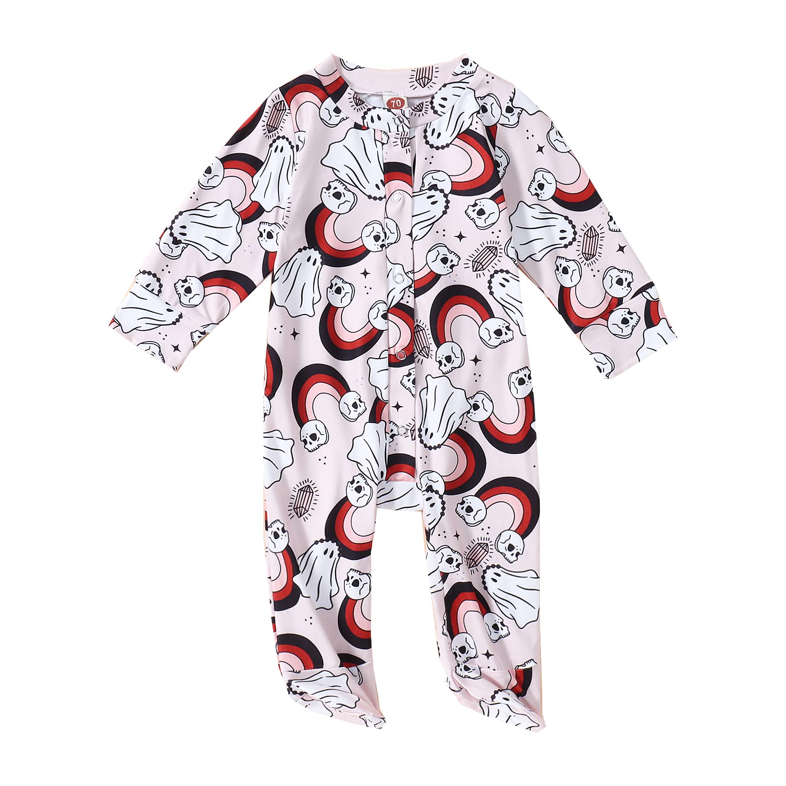 Halloween Skeleton Romper Outfit for Baby Girls & Boys - Long Sleeve Bodysuit with Footies & Snap Closure | Perfect for Newborns & Toddlers | Great for Halloween Parties, Photo Shoots & Costume Events
