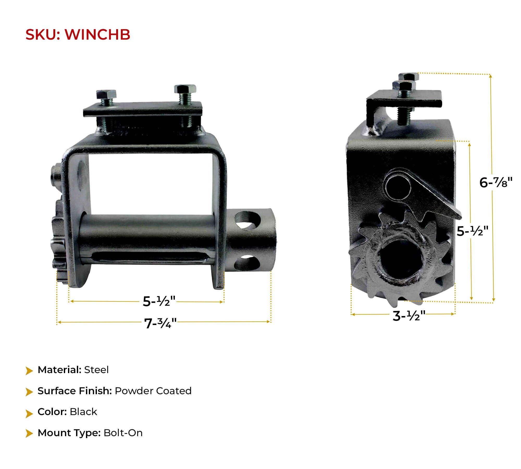 Mytee Products (4 Pack) Bolt-On Winch for Flatbed Trailer & Truck - Heavy Duty Winches for Loading, Towing & Securing Cargo - Ideal for Transport, Construction & Off-Road Use
