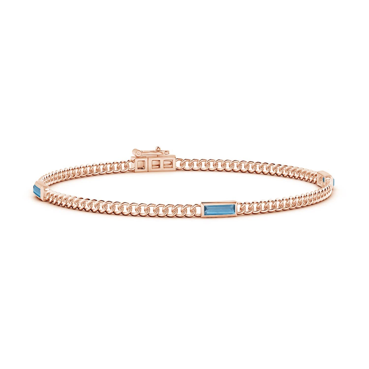 14K Solid Gold Angara Natural London Blue Topaz Three Stone Bracelet for Women | Elegant Jewelry Gift for Birthday, Engagement, Anniversary & Wedding | Perfect for Evening Events, Date Nights & Special Occasions