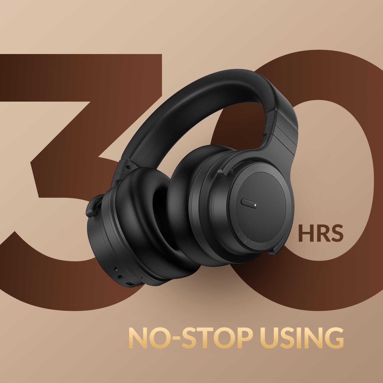 Premium Active Noise Cancelling Bluetooth Headphones - Wireless Over-Ear Headset with Hi-Fi Sound, 30H Battery Life for Travel, Office & Gaming - Comfortable Ear Cushions (Black) - Perfect for Commuting, Work Calls & Music Lovers