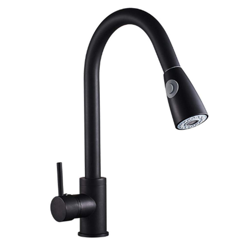 KaO0YaN All Copper Black Baking Varnish Kitchen Faucet - Pull-Out Sprayer Sink Faucet with Hot & Cold Water Mixer, 360° Rotating Telescopic Design for Washing Dishes and Vegetables (Perfect for Modern Farmhouse & Commercial Kitchens)