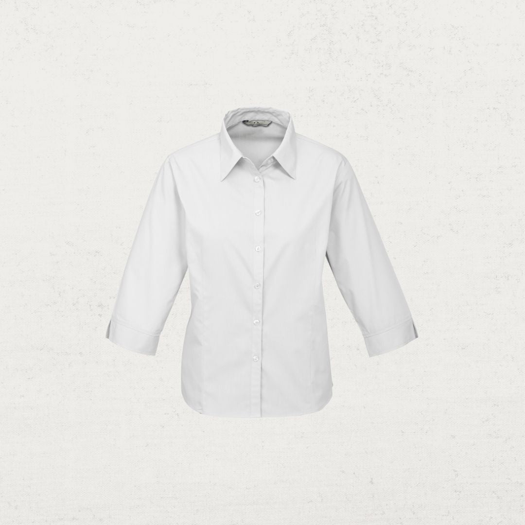 Base Poplin 3/4 Sleeve Shirt for Women - Lightweight & Breathable Summer Top - Perfect for Office, Casual Outings & Travel