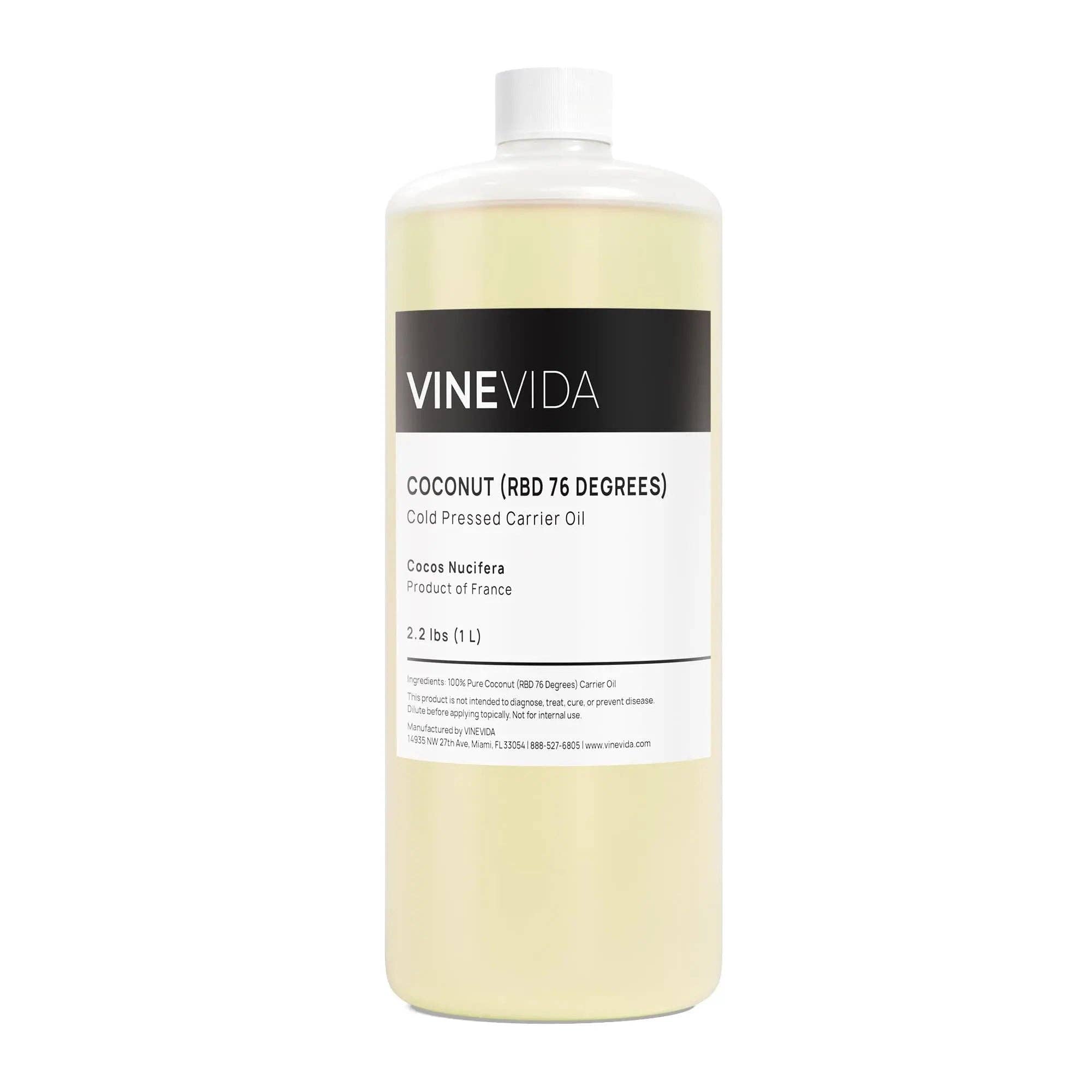 Premium Organic Coconut Carrier Oil (RBD 76°F) for Hair, Skin & Massage - Cold Pressed Virgin Coconut Oil for Aromatherapy, DIY Beauty & Cooking