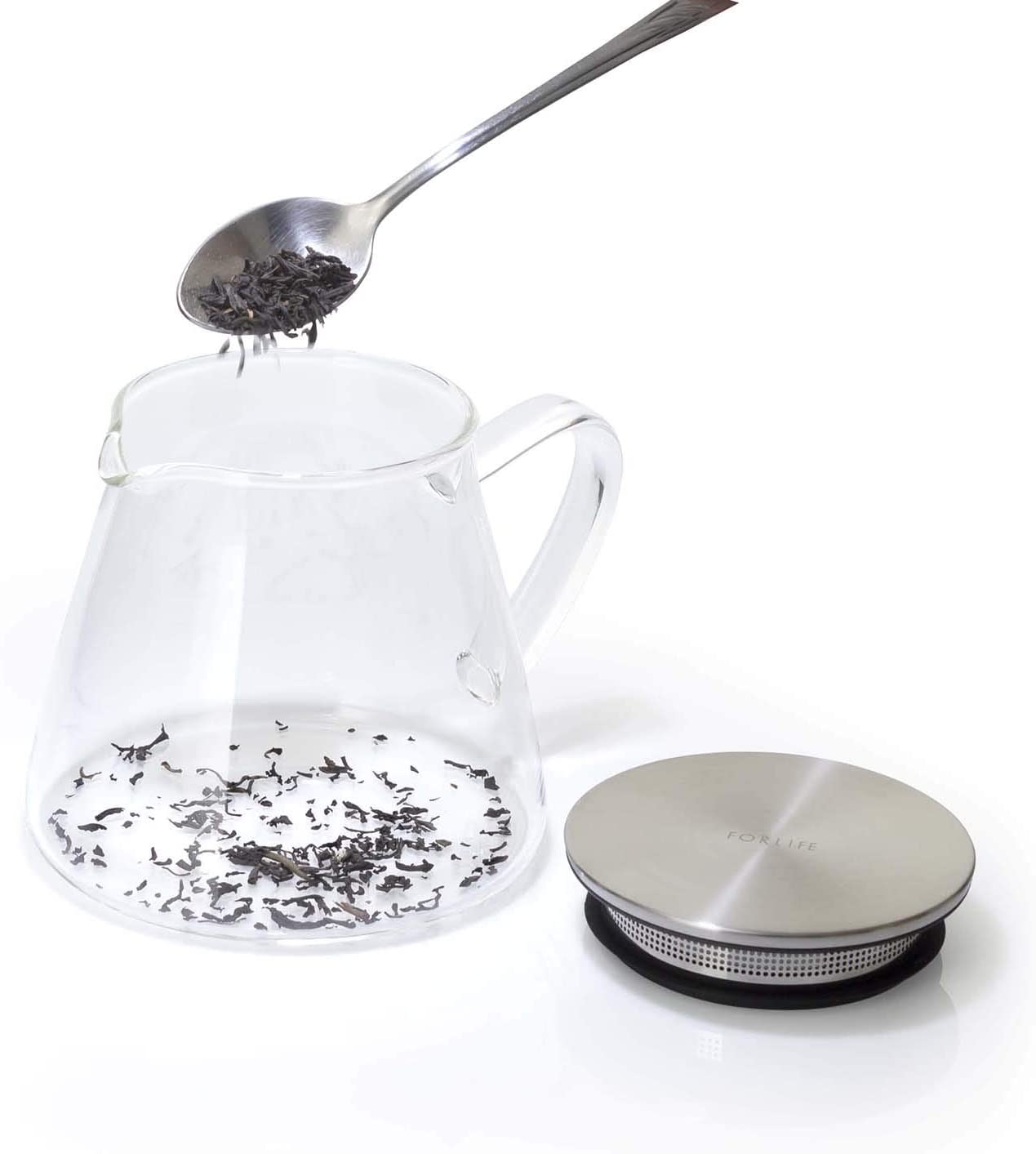 Premium FORLIFE Fuji Glass Teapot with Removable Stainless Steel Filter - 18oz/500ml, Perfect for Loose Leaf Tea, Herbal Infusions & Iced Tea Brewing - Ideal for Home, Office & Gift Giving