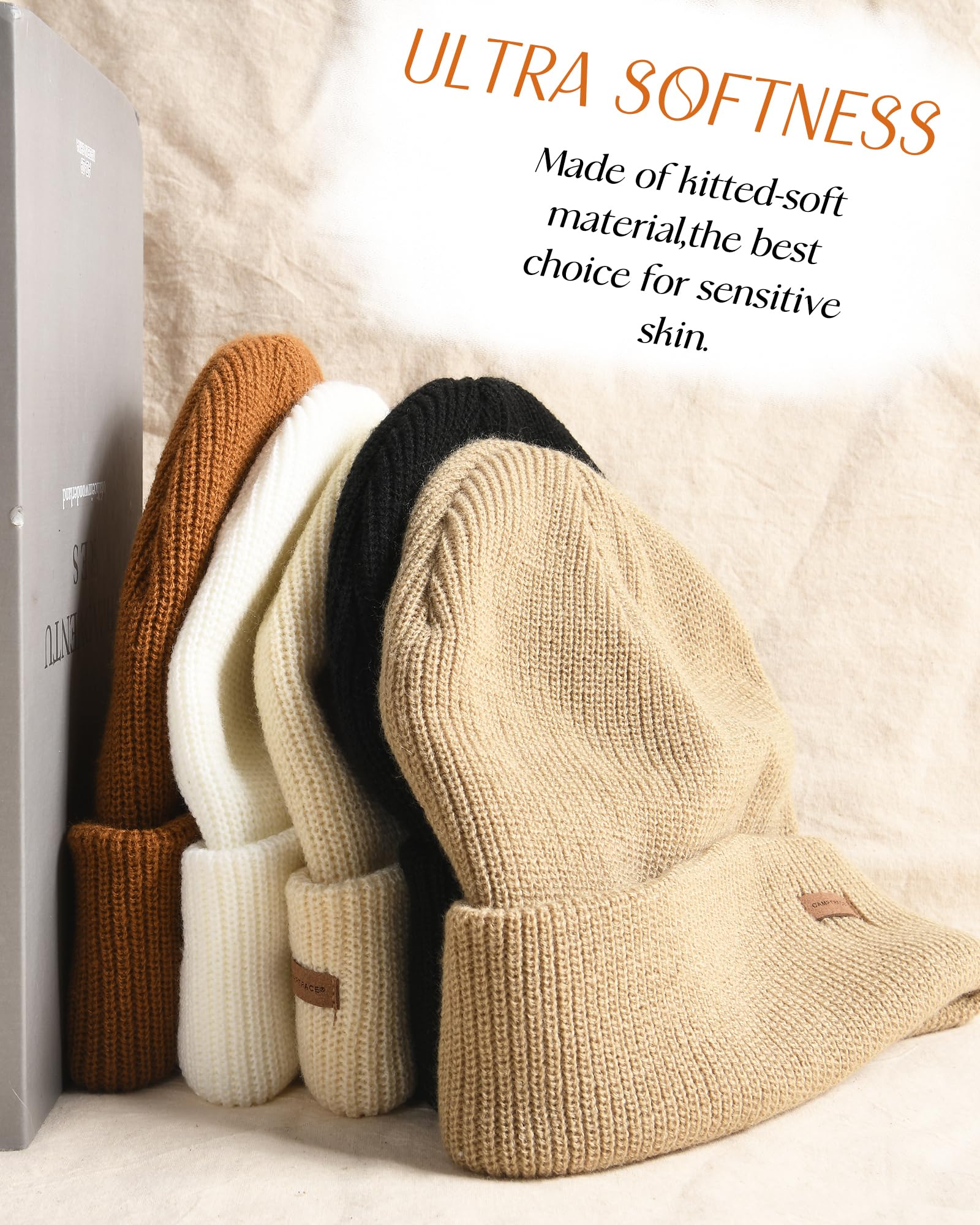 Camptrace Slouchy Beanie Hat for Women & Men - Warm Knit Cuffed Winter Hat for Skiing, Snowboarding & Outdoor Activities