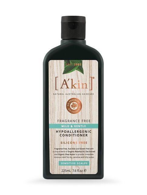 Akin Mild & Gentle Fragrance Free Conditioner for Sensitive Scalp & Dry Hair - Vegan & Natural Hair Care for Daily Use at Home or Salon