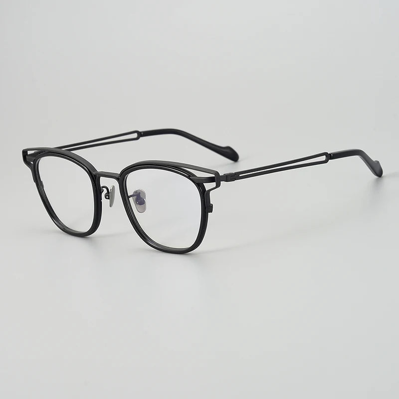 Stylish Unisex Square Titanium Acetate Eyeglasses - Lightweight & Durable Full Rim Glasses for Men & Women - Perfect for Reading, Work & Everyday Fashion
