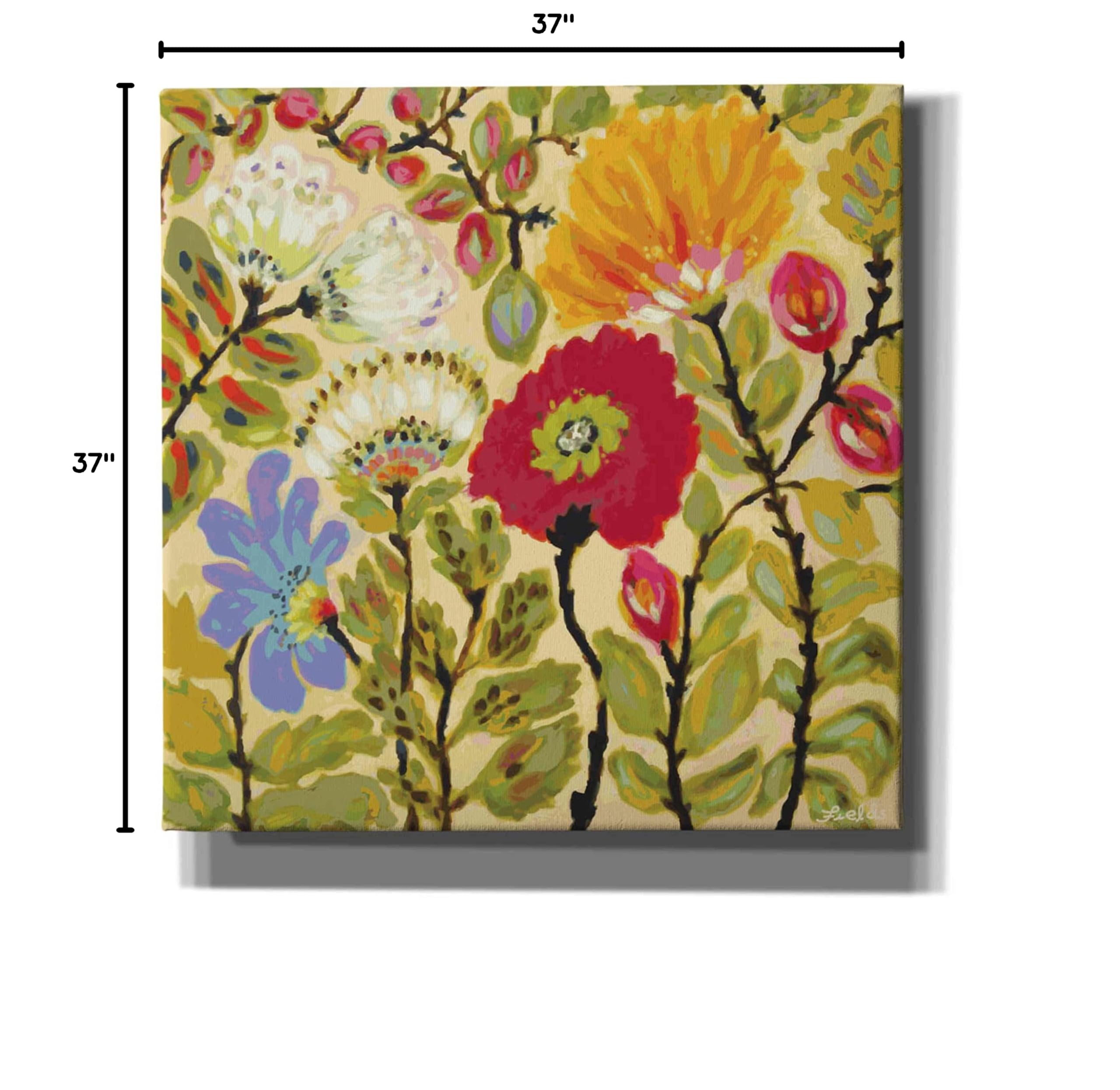 Karen Fields 'Autumn Fresh Garden' Giclee Canvas Wall Art - 37x37 Inch Fall Landscape Painting for Living Room, Bedroom & Office Decor