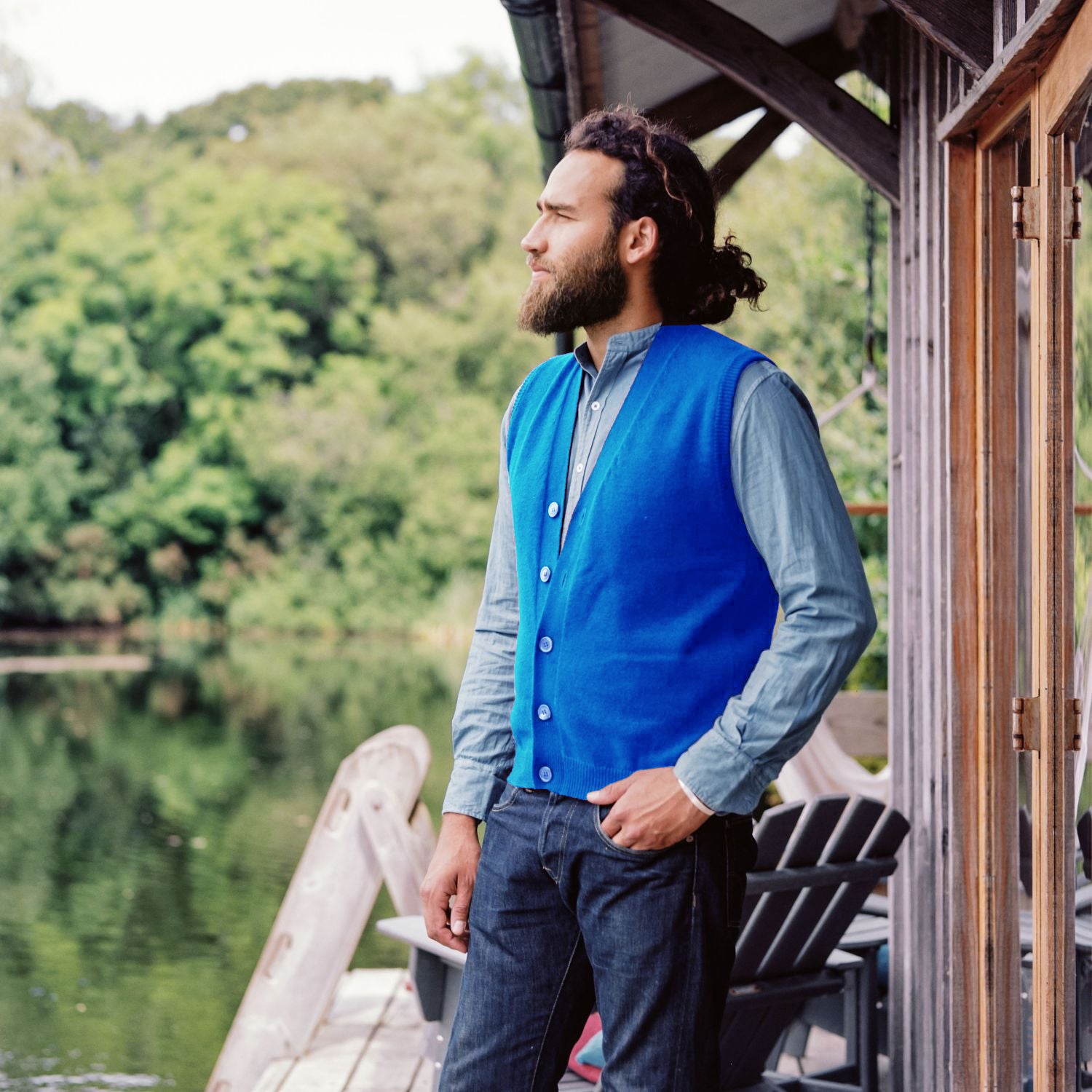 Men's V-Neck Sleeveless Cardigan Sweater - Lightweight Summer Open Front Knit Top for Casual Wear & Layering