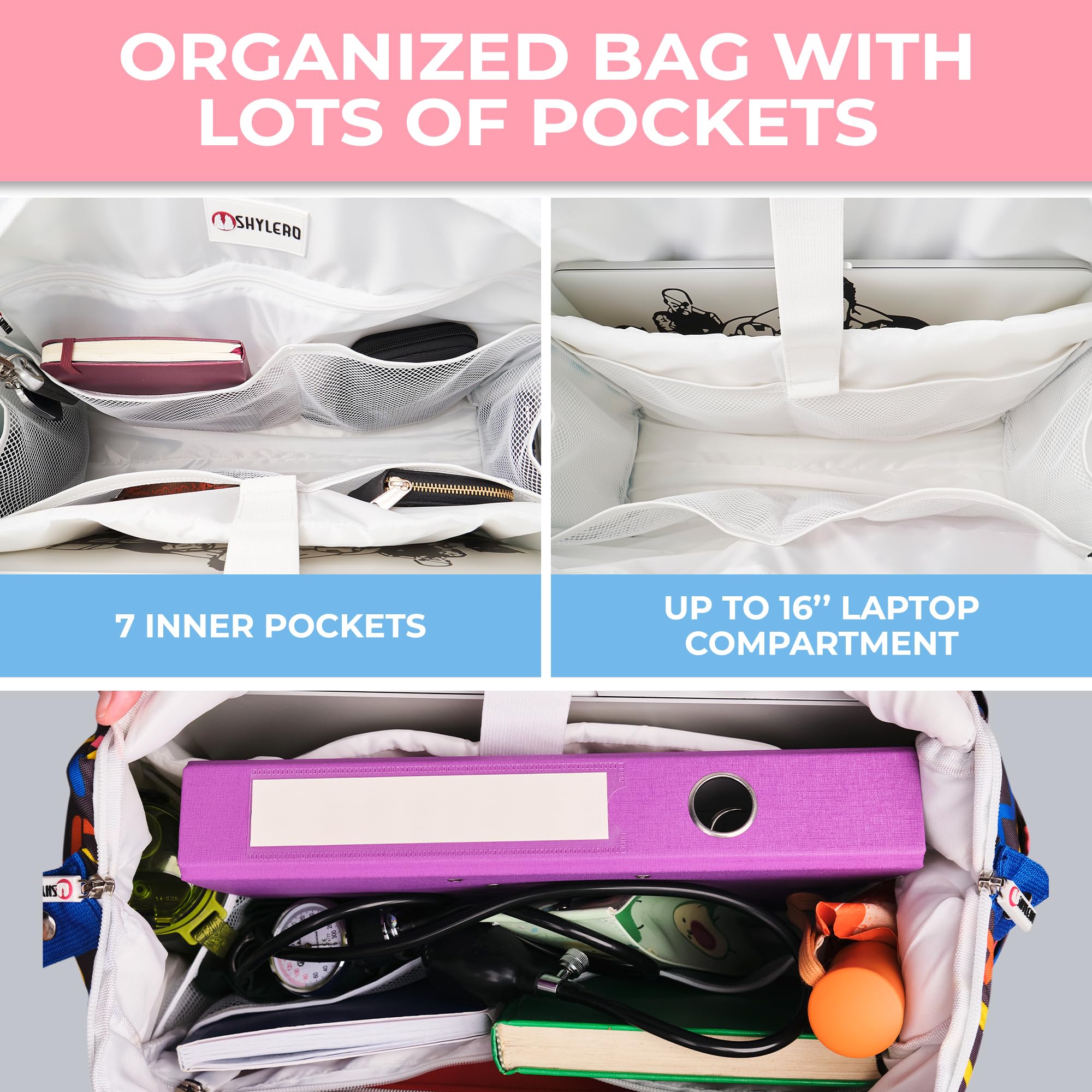 SHYLERO Nurse Bag with 21 Pockets - Large Waterproof Medical Tote for Nurses, Doctors & Healthcare Professionals | Perfect for Hospital Shifts, Clinical Work & Daily Organization