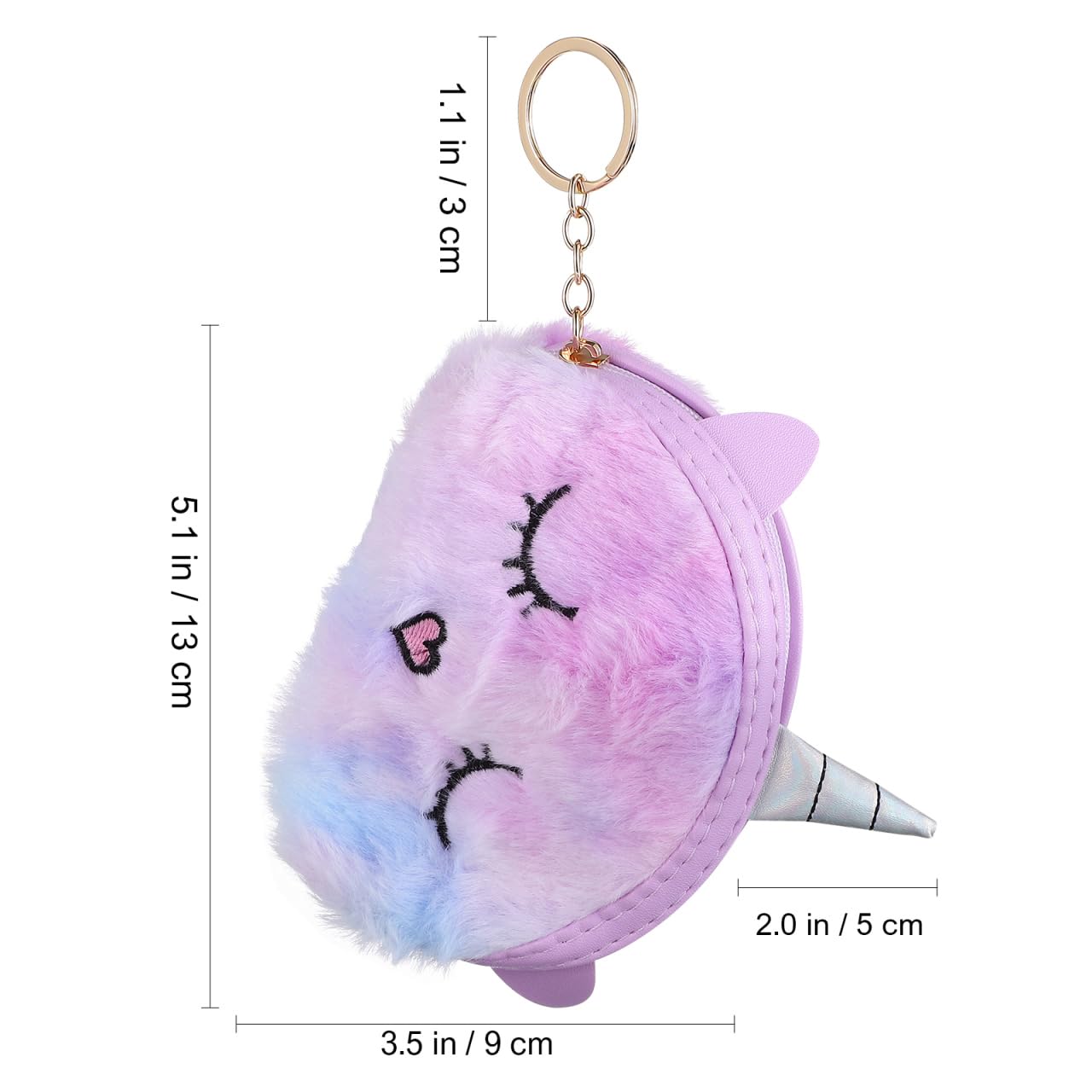 Unicorn Plush Coin Purse for Girls & Women - 2 Pack Small Cartoon Zipper Wallets - Perfect for School, Parties & Gift Giving