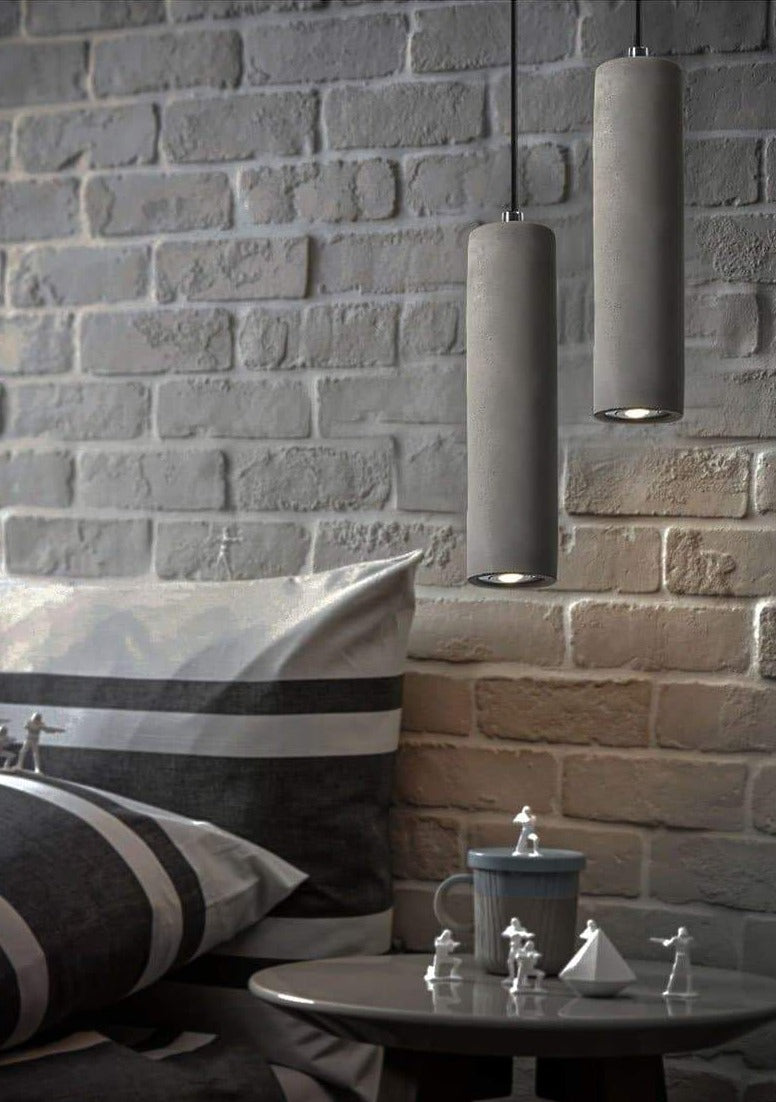 Modern Concrete Pendant Light Fixture - Industrial Style Hanging Lamp for Kitchen Island, Dining Room & Living Room Decor