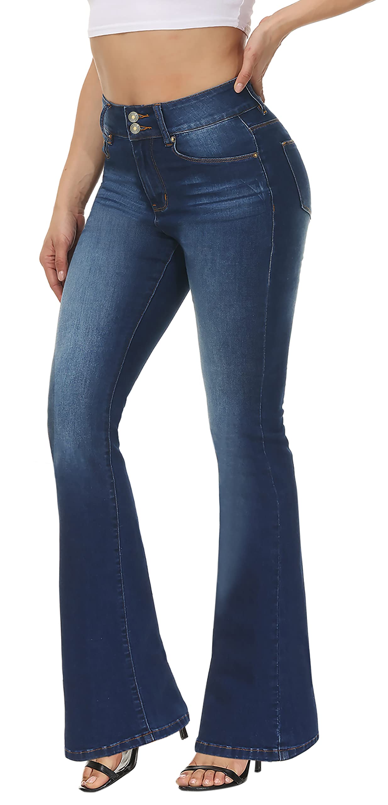 Women's High Rise Flare Jeans - Vintage Bell Bottom Bootcut Denim Pants for Casual & Retro Style | Perfect for 70s Fashion, Night Out, and Everyday Wear