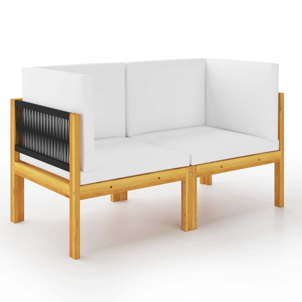 2-Seater Patio Bench with Cushions - Solid Acacia Wood Outdoor Furniture for Garden, Deck, Porch & Backyard Relaxation