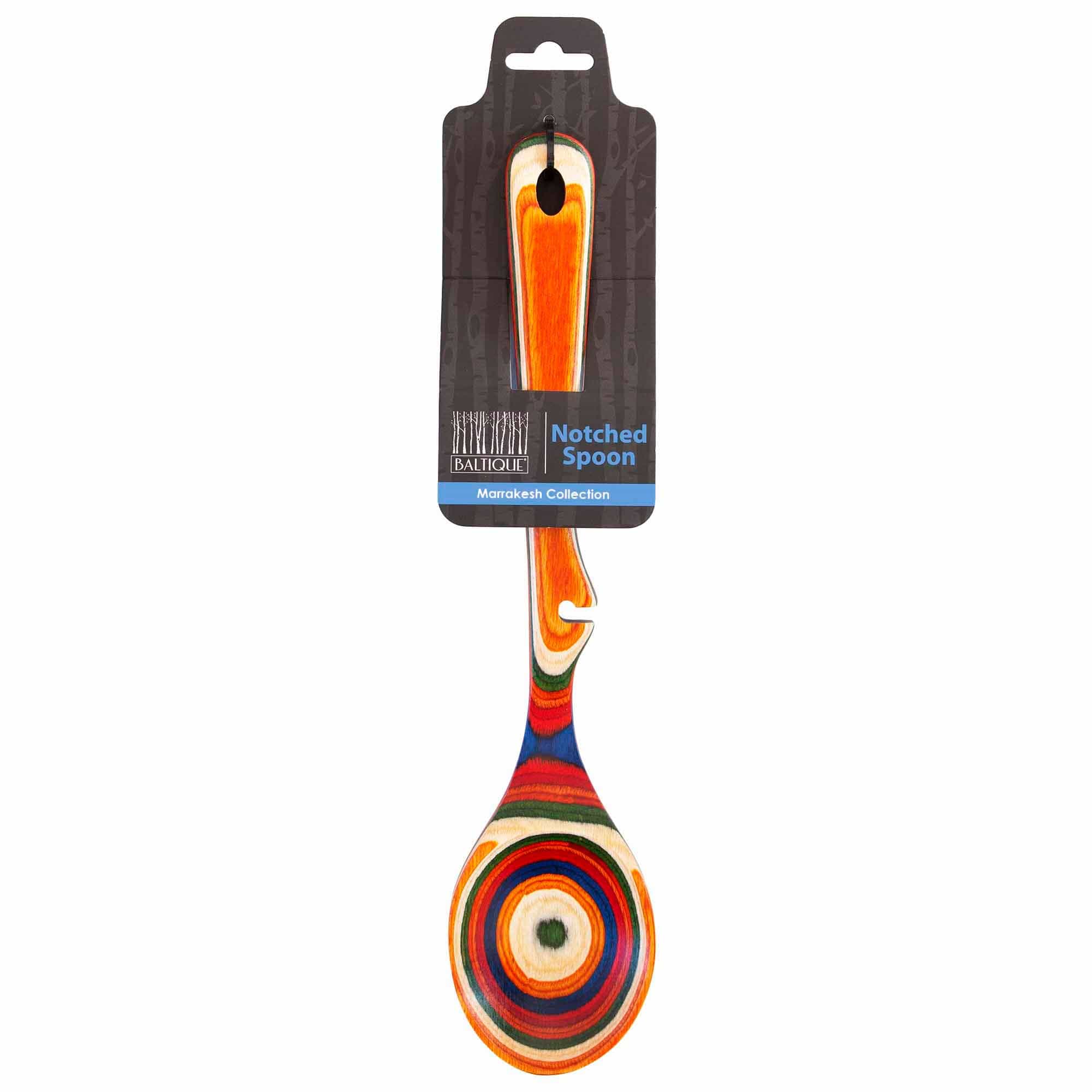 Baltique® Marrakesh Collection Wooden Notched Cooking Spoon - Perfect for Stirring, Serving & Measuring Ingredients in Moroccan & Mediterranean Cuisine