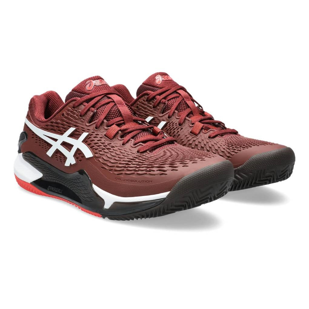 ASICS Gel Resolution 9 Men's Clay Court Tennis Shoes - Red/White | High-Performance Stability & Durability for Competitive Play on Clay Courts