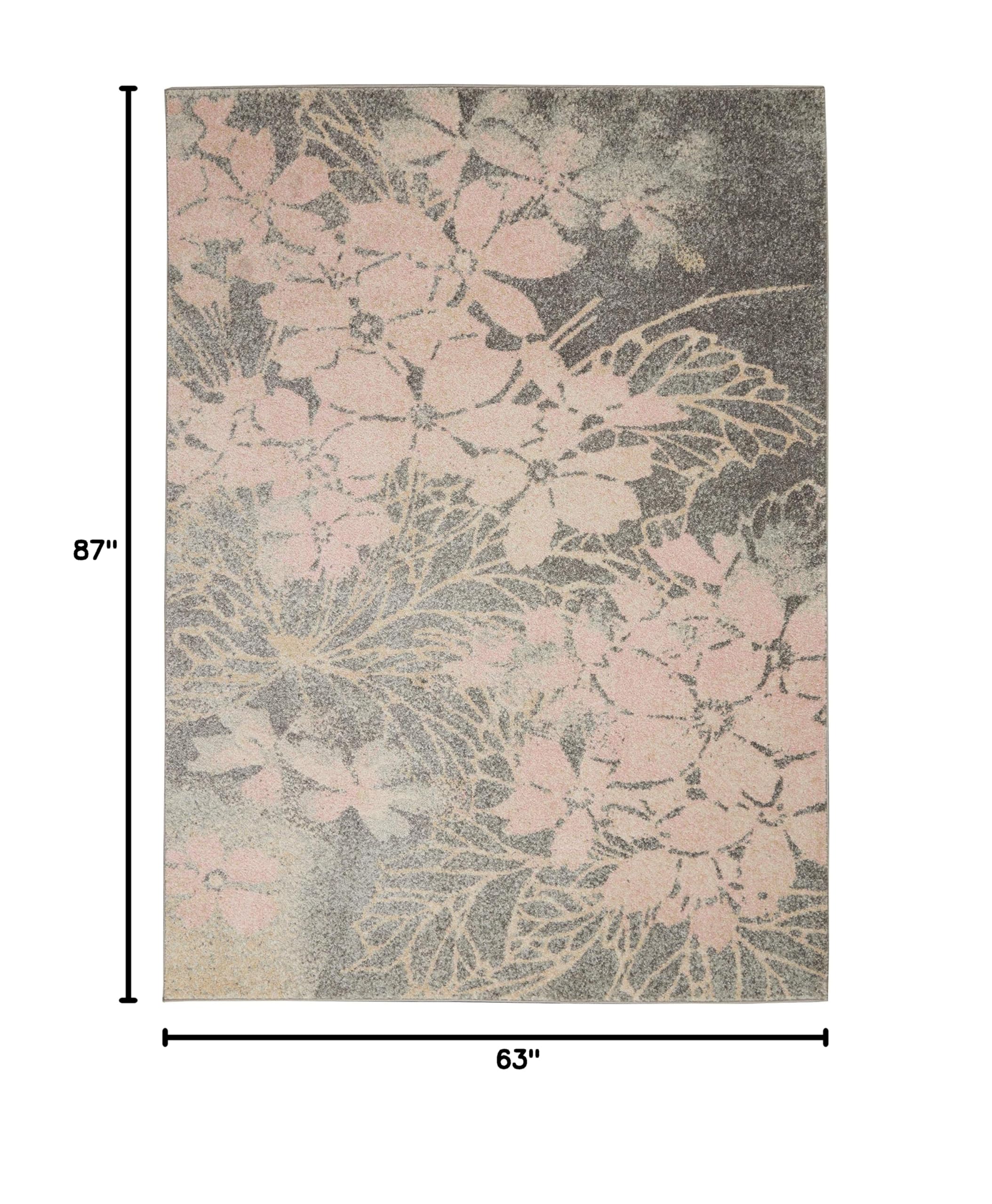 Nourison Tranquil Floral Grey/Pink 5'3