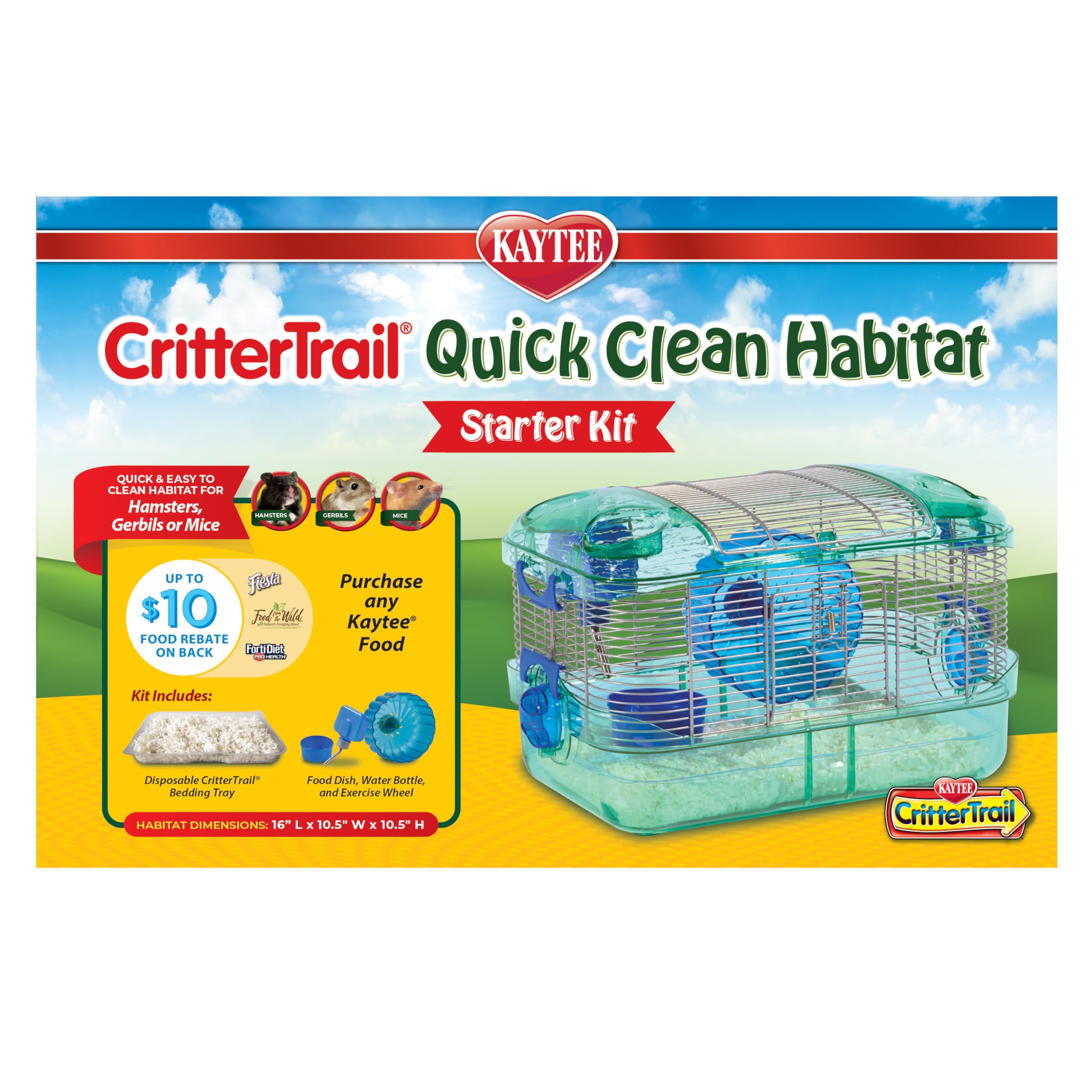 Kaytee CritterTrail Quick Clean Habitat for Small Pets - Gerbils, Hamsters & Mice | Easy-Clean Cage with Removable Tray | Perfect for Home, Classroom or Office Use