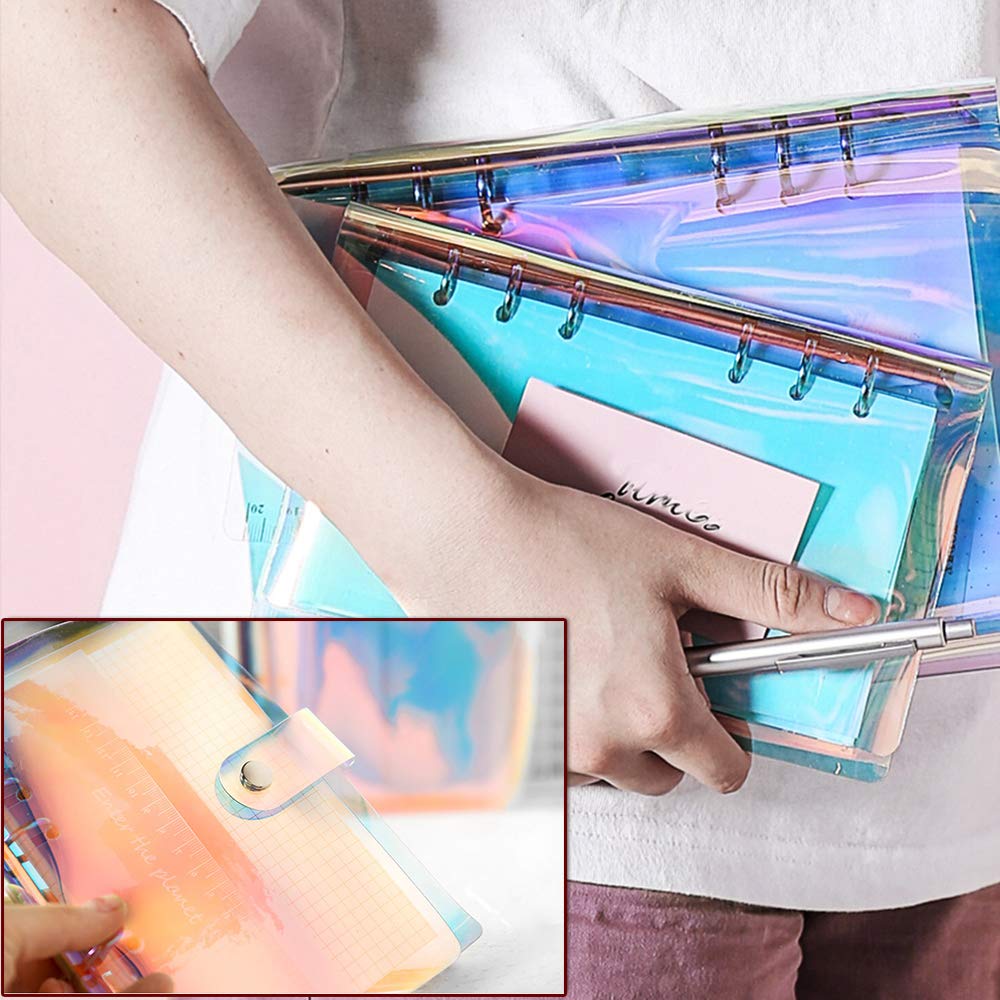 2 Pack A6 Rainbow Soft PVC Notebook Cover - Refillable Loose Leaf Binder for Personal Planner, Journal, Diary & School Organizer - Perfect for Students, Office & Home Use