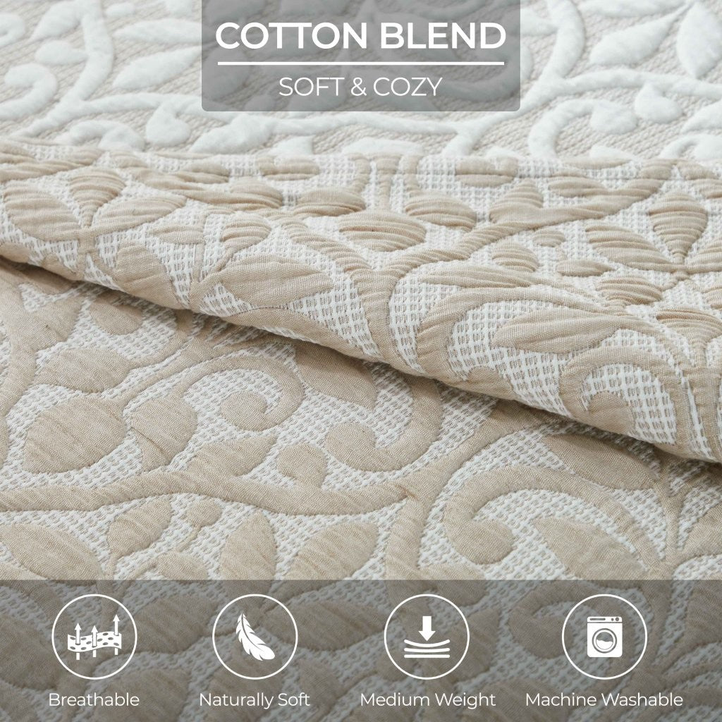 Premium Vineyard Cotton Blend Medium Weight Matelasse Woven Coverlet - Soft Bedspread for All Seasons | Perfect for Guest Rooms, Master Bedrooms & Cozy Home Decor