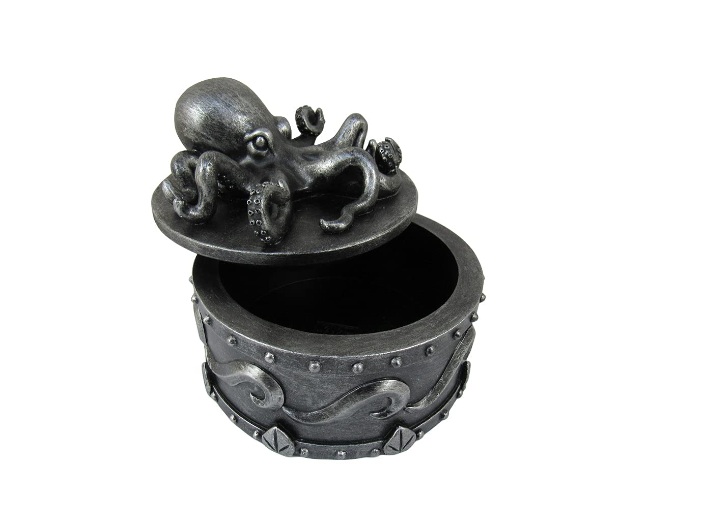 Sea Safe Keeper Pewter Octopus Trinket Box with Lid - 5 Inch Nautical Jewelry Storage Box for Women | Home Decor Ocean Theme Gift | Perfect for Organizing Rings, Earrings & Small Keepsakes