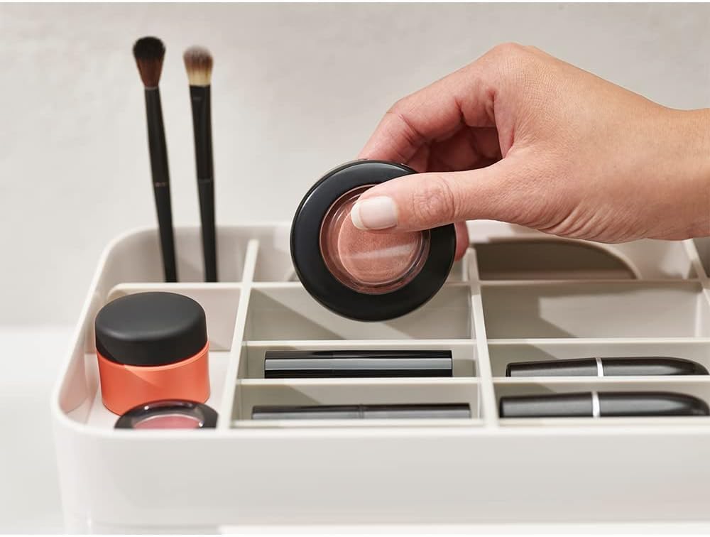 Toriox Cosmetic Storage Box with Removable Mirror - Travel Makeup Organizer & Portable Toiletry Case for Women | Perfect for Travel, Home Vanity & Daily Makeup Organization