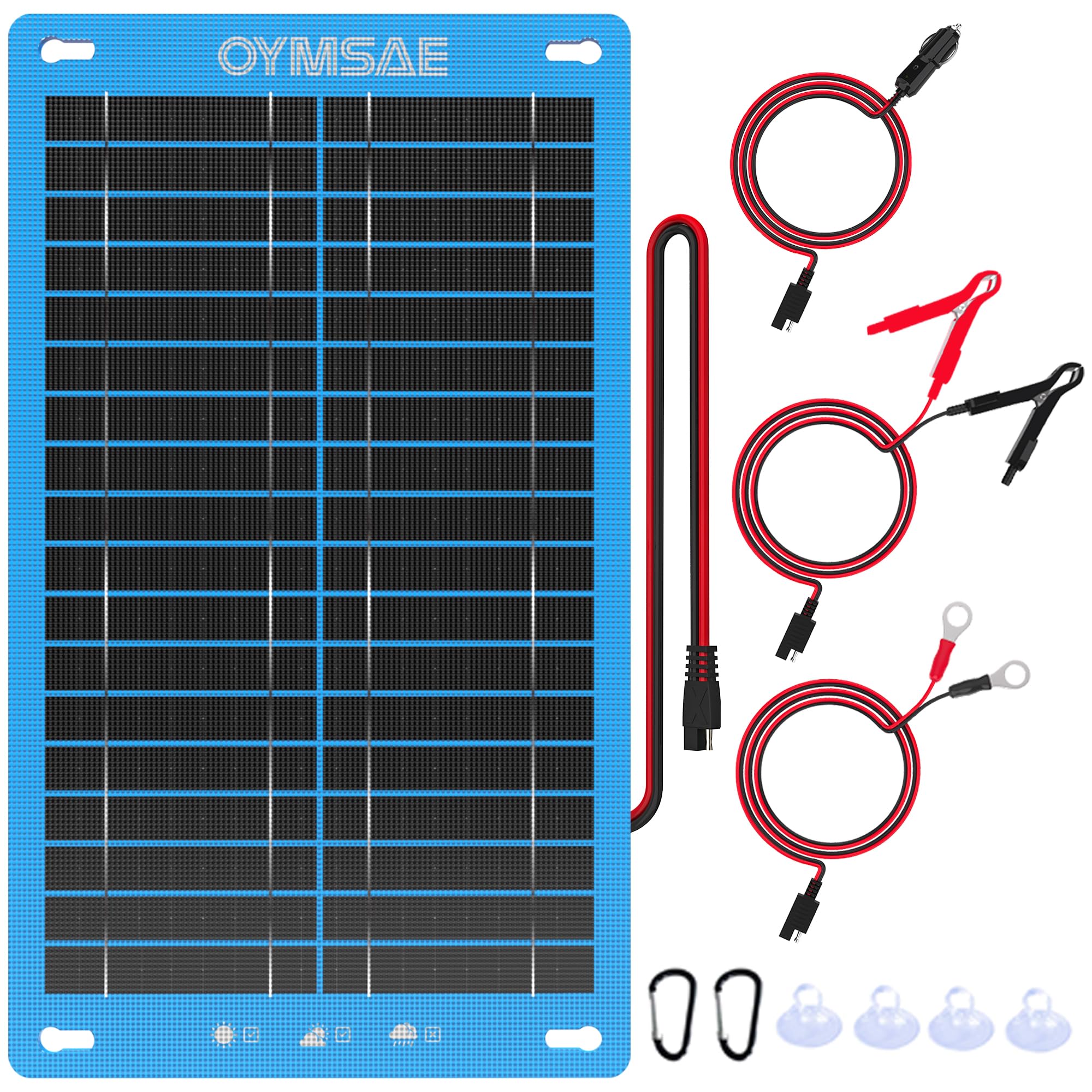 OYMSAE 12W Solar Car Battery Charger - Portable 12V Trickle Charger & Maintainer - Waterproof Solar Panel for Car, Boat, RV, Automotive - Perfect for Outdoor Adventures & Emergency Power Backup