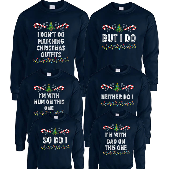 CLR Family Christmas Sweatshirts - Navy Blue Matching Holiday Outfits for Family Photos & Festive Gatherings