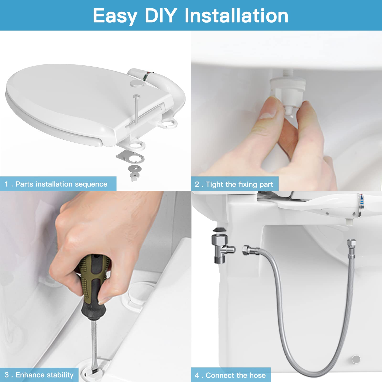 Non-Electric Bidet Toilet Seat Attachment - Elongated 19