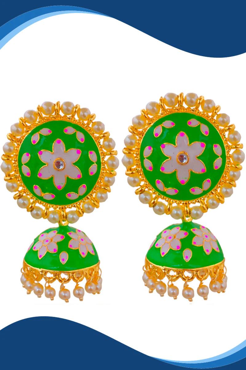 Exquisite White Floral Jhumka Earrings for Women | Traditional Indian Designer Studs | Perfect for Weddings, Parties & Ethnic Outfits