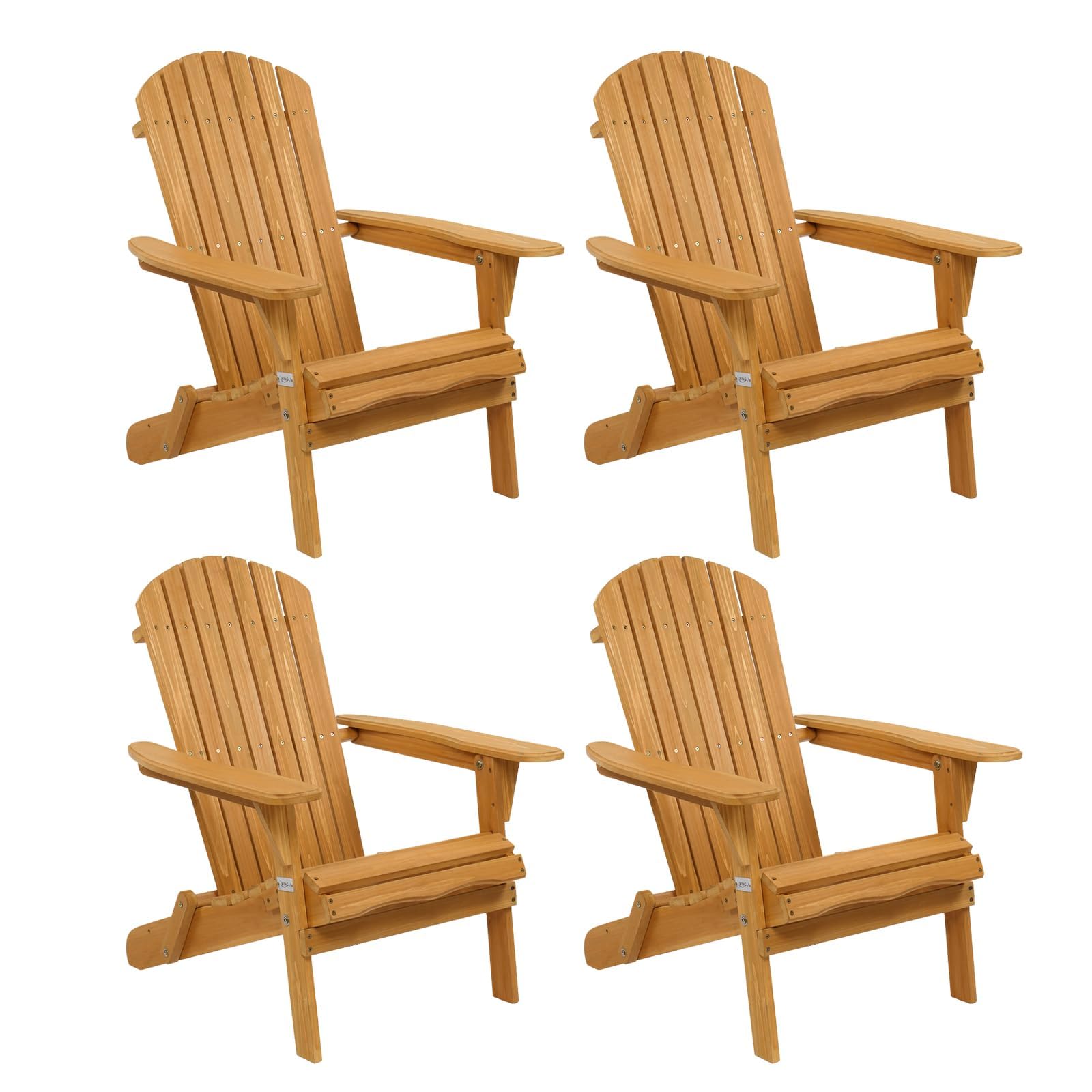 VINGLI 4-Piece Folding Adirondack Chairs Set - Weather-Resistant Outdoor Patio Furniture for Backyard, Garden, Campfire & Bonfire - Comfortable Highwood Lounge Chairs with Fire Pit Compatibility