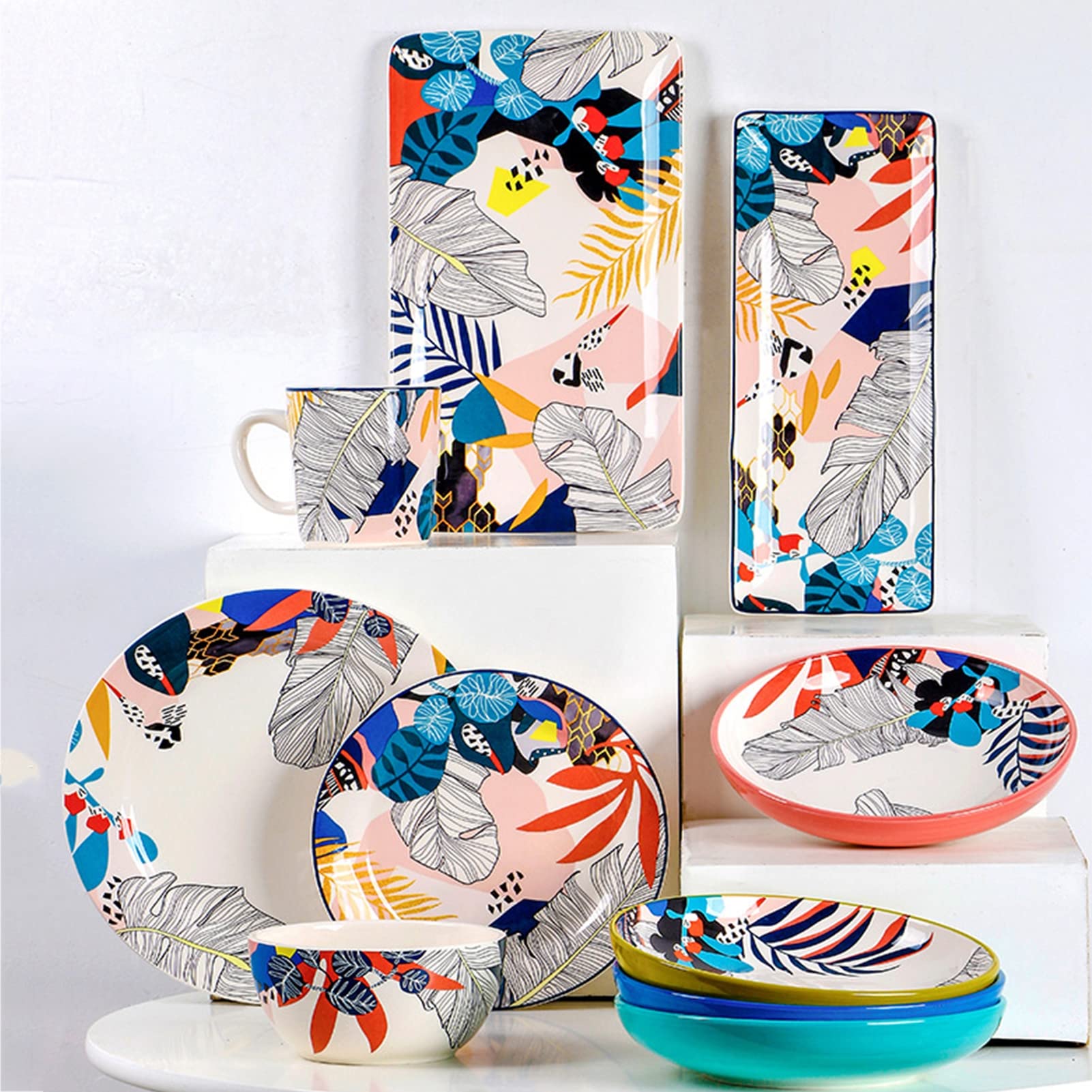 48-Piece Porcelain Dinnerware Set - Elegant Ceramic Plates & Bowls for 8 - Microwave & Dishwasher Safe - Perfect for Family Dinners, Holiday Entertaining & Restaurant Use