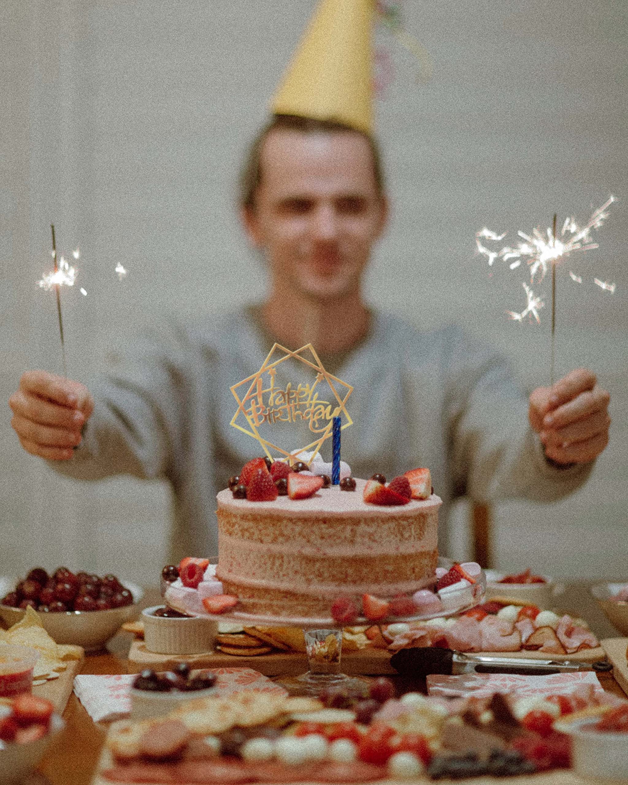 18 Pcs Gold Happy Birthday Cake Toppers - Double-Sided Glitter Acrylic Cake Decorations for Kids & Adults - Perfect for Birthday Parties, Anniversary Celebrations & Special Events