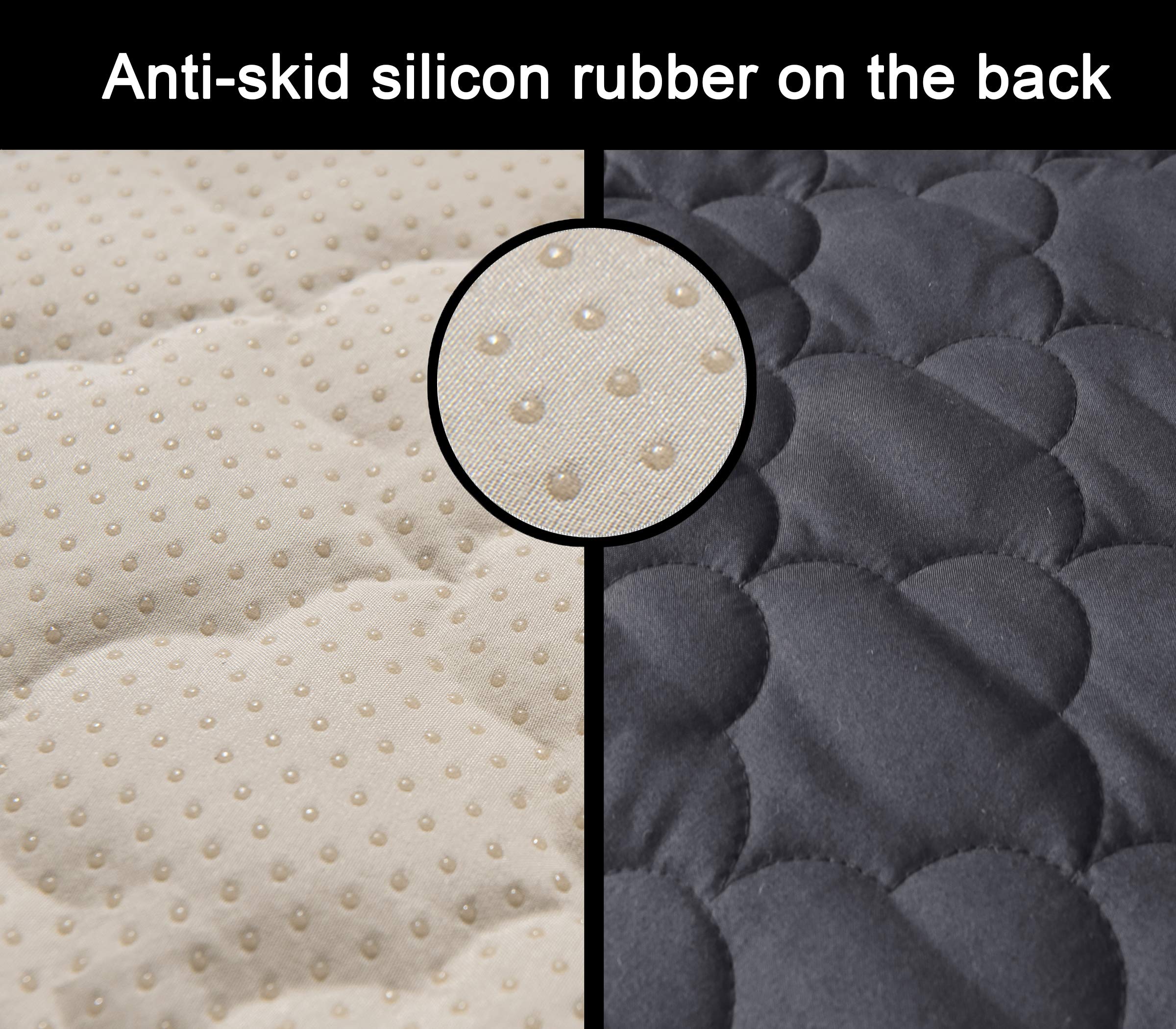 Waterproof Quilted Sofa Cover for Dogs with Side Pockets - Dark Grey Furniture Protector Slipcover (68