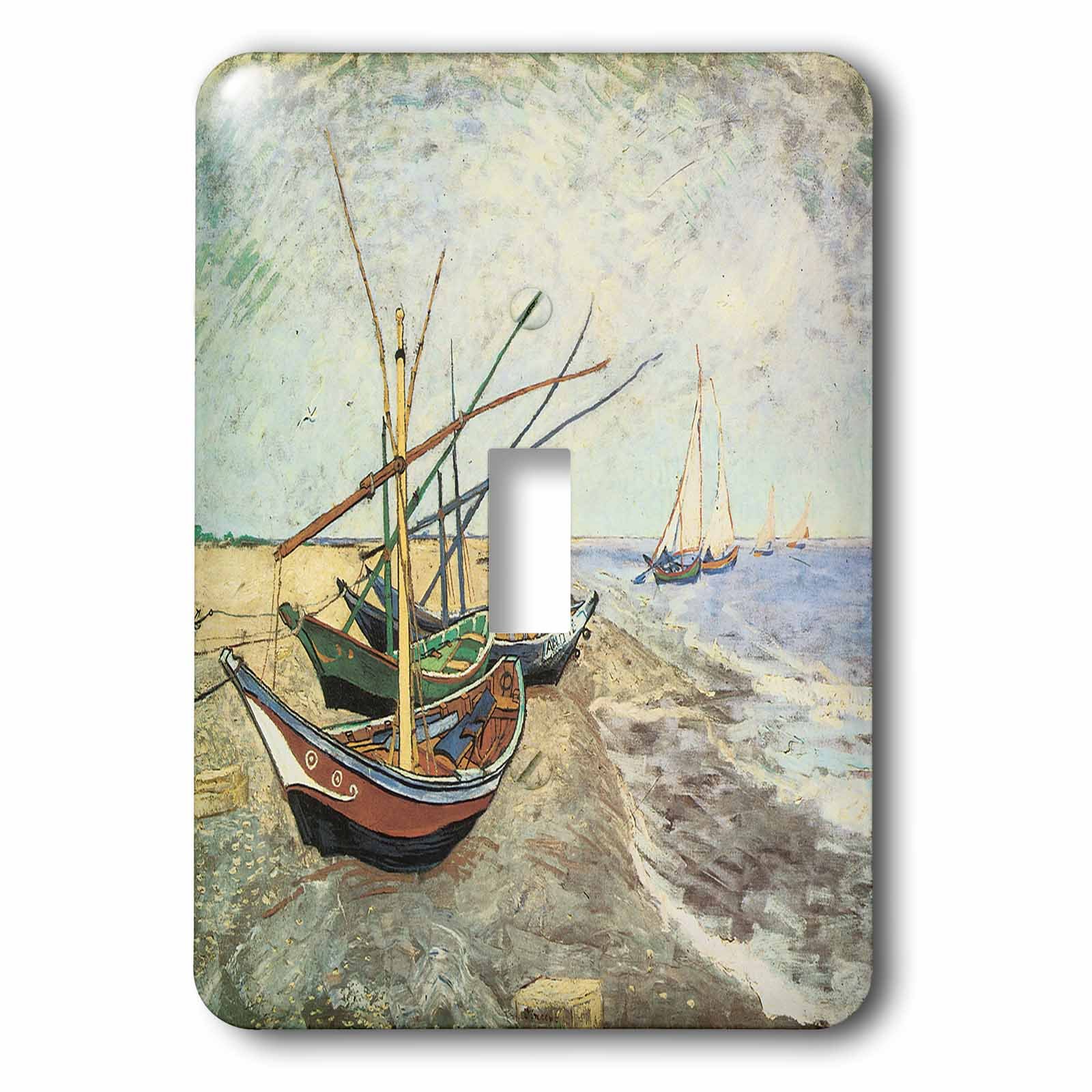 Vincent Van Gogh Fishing Boats on The Beach Light Switch Cover - Decorative Wall Plate for Bedroom, Living Room & Office | 3dRose Art Series