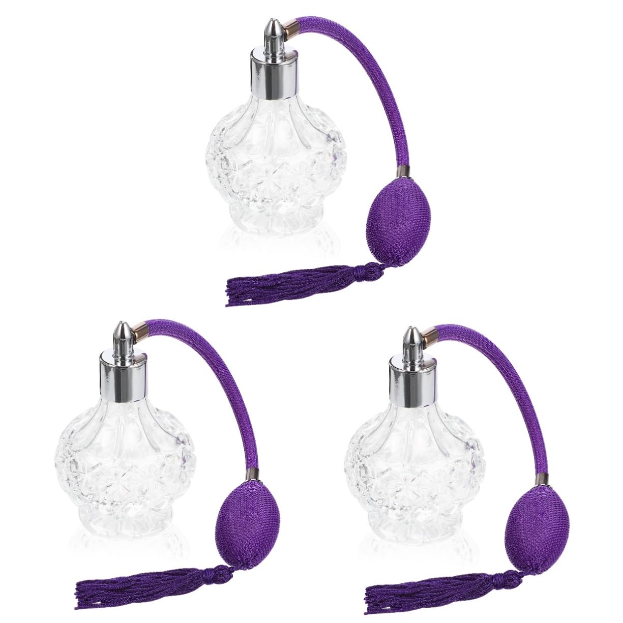 FOMIYES 3-Piece Vintage Star Perfume Bottle Set - Mini Glass Terrarium, Delicate Purple & Mauve Travel Spray Perfume Sample Bottles for Home Decor, Gift, and Fragrance Storage