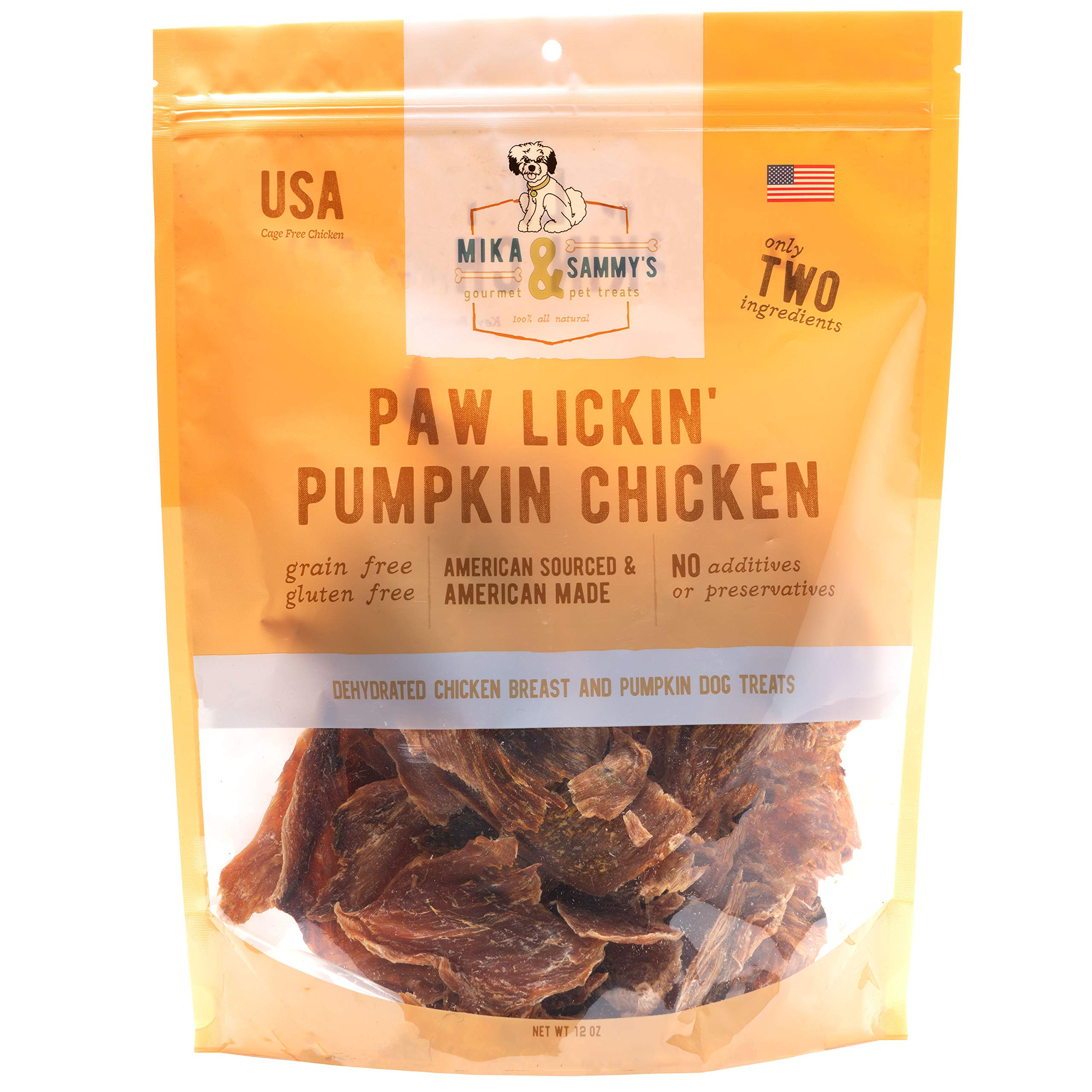 Premium Natural Chicken Jerky Dog Treats - Cage-Free, No Additives, Made in USA | High-Protein, Grain-Free Puppy Snacks for Training & Rewards | Mika & Sammy's Pumpkin Chicken Flavor (12 oz) - Perfect for Outdoor Adventures & Travel