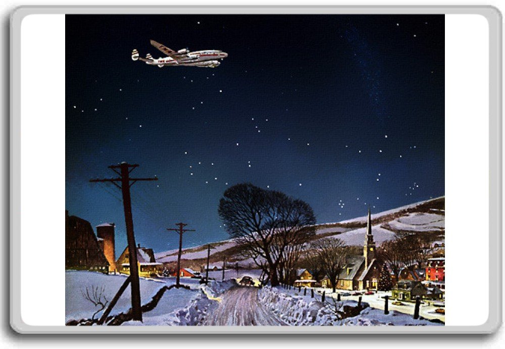 Vintage Airplanes & Aviation Fridge Magnet - Christmas Flight Themed Collectible Gift for Pilots & Travel Lovers - Perfect for Fridge, Office & Travel Memorabilia Display