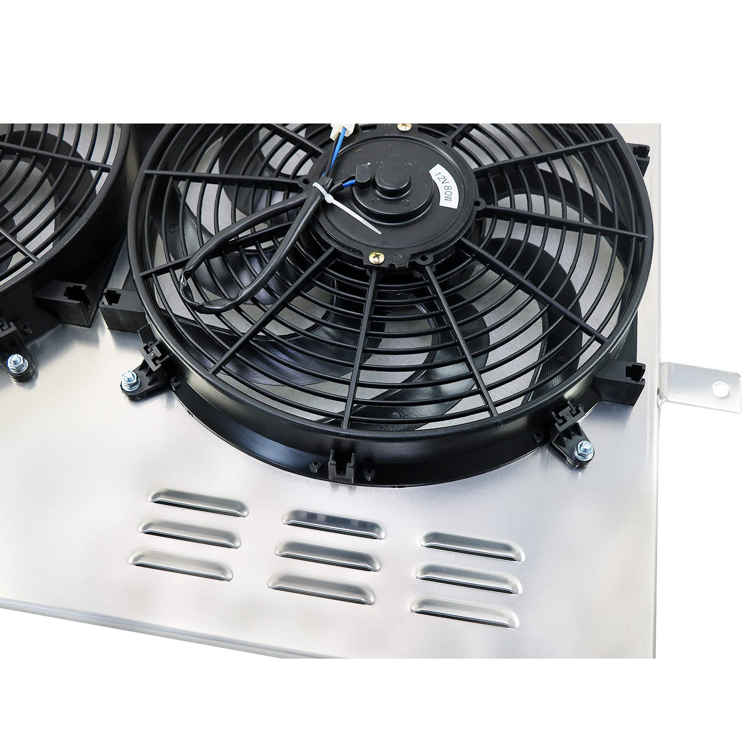 High-Performance Aluminum Radiator Shroud with Electric Fan for 1983-1996 Ford F150 F250 F350 Powerstroke 6.9L 7.3L Diesel Engines - Perfect for Off-Roading & Heavy-Duty Towing