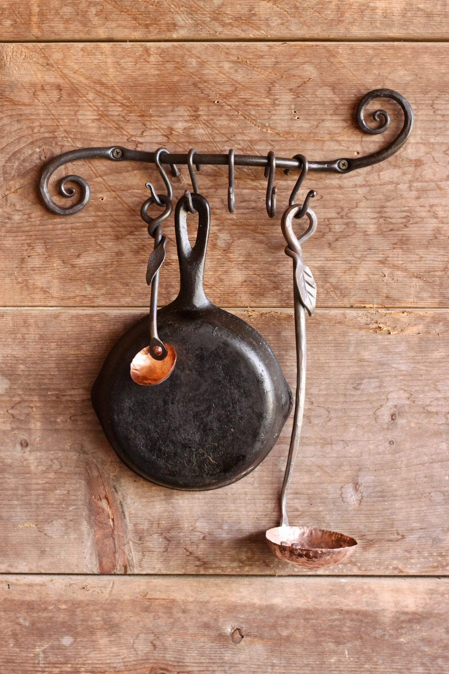 Stainless Steel Scrolled Pot and Pan Holder - Wall Mounted Kitchen Organizer for Pots, Pans & Utensils - Perfect for Small Kitchens & RV Cooking Spaces
