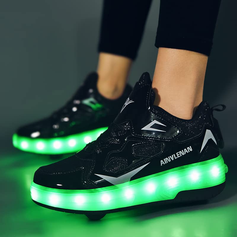 Ylllu Kids LED USB Rechargeable Roller Skate Shoes with Light Up Wheels - Adjustable Light Up Sneakers for Boys & Girls - Perfect for Indoor & Outdoor Play, Birthday Gifts, and Night Skating Fun